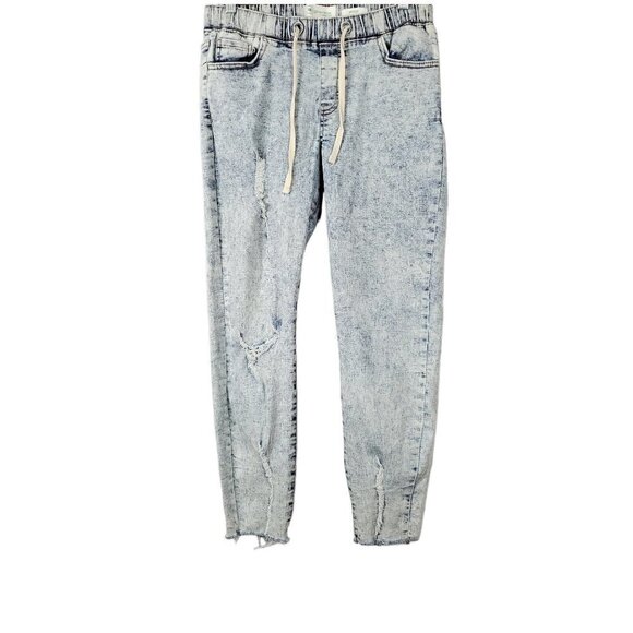 💎 210 Re-Generation By Celebrity Pink Poppy Denim Distressed Tapered Jeans - Picture 1 of 7
